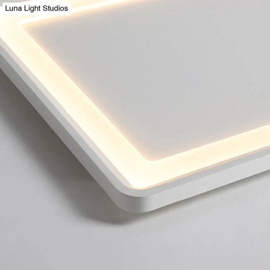 35.5’/43’ White Rectangle Led Flush Ceiling Light With Frosted Acrylic Shade - Warm/White