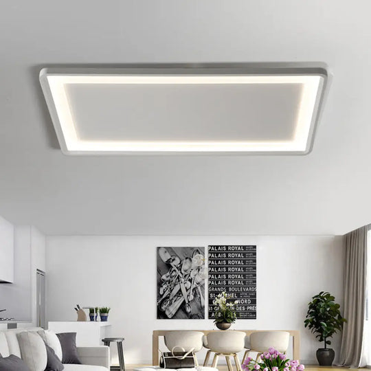 35.5’/43’ White Rectangle Led Flush Ceiling Light With Frosted Acrylic Shade - Warm/White