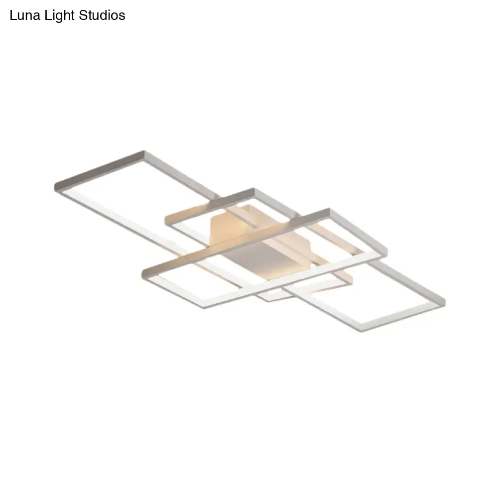 35.5/43 Wide Black/White Led Acrylic Semi Flush Mount Ceiling Light With Warm/White