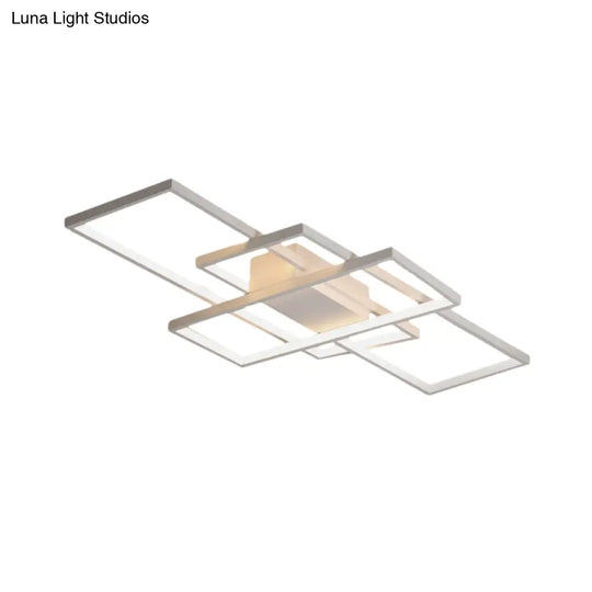 35.5/43 Wide Black/White Led Acrylic Semi Flush Mount Ceiling Light With Warm/White