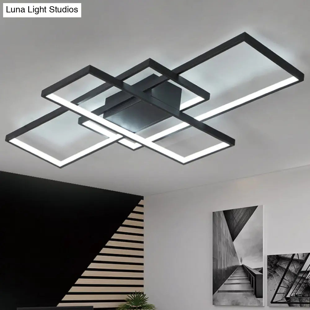 35.5/43 Wide Black/White Led Acrylic Semi Flush Mount Ceiling Light With Warm/White