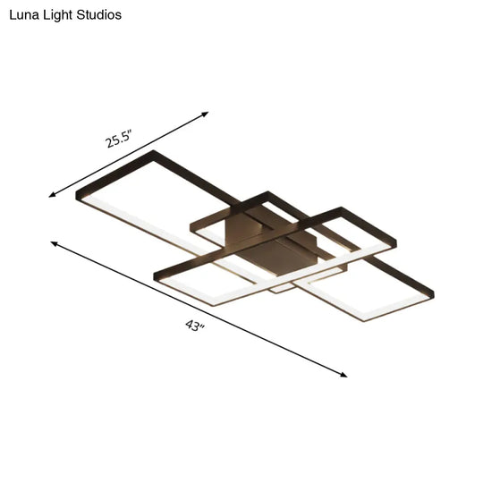35.5/43 Wide Black/White Led Acrylic Semi Flush Mount Ceiling Light With Warm/White