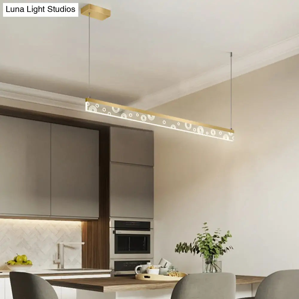 35.5/47 L Island Lamp Aluminum Dining Room Led Hanging Light Fixture In Gold Warm/White