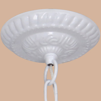 Conical Chandelier With Metal Chain & 3 Lights - Tiffany Stained Glass Foyer Lighting (White/Blue)