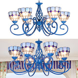 Blue Mediterranean Chandelier With 6/8 Lights And Chain For Living Room