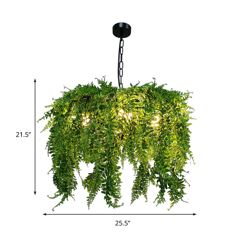 Industrial Green Plant Design Metal Chandelier Light Fixture - 5 Lights 21.5’/25.5’ Wide