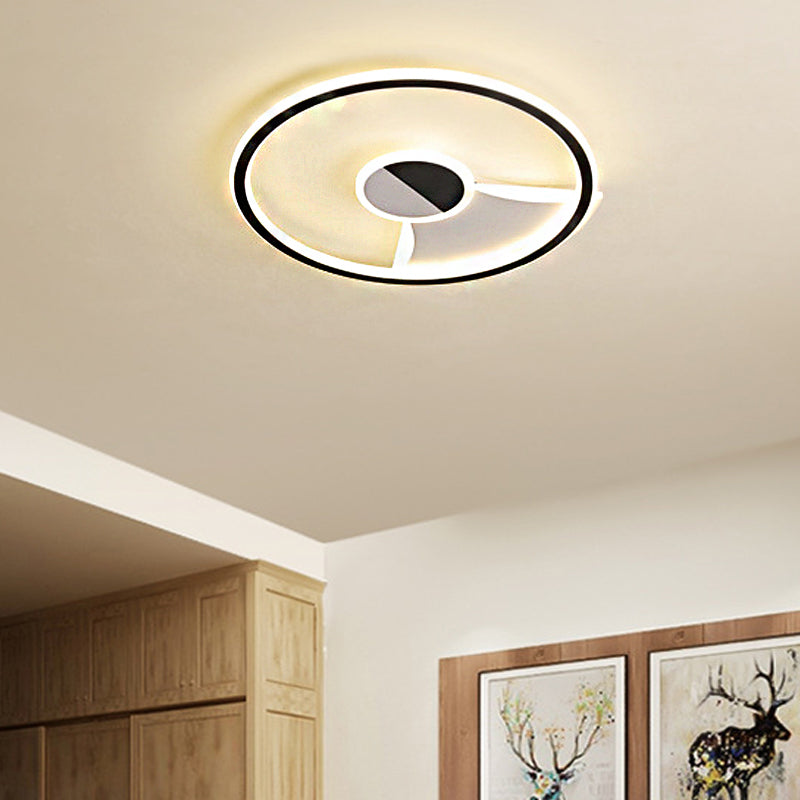 Contemporary White/Warm Flush Mount Lighting: Acrylic 16/19.5/23.5 Lights In Black / 16 White