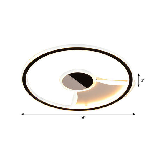 Contemporary White/Warm Flush Mount Lighting: Acrylic 16’/19.5’/23.5’ Lights In Black