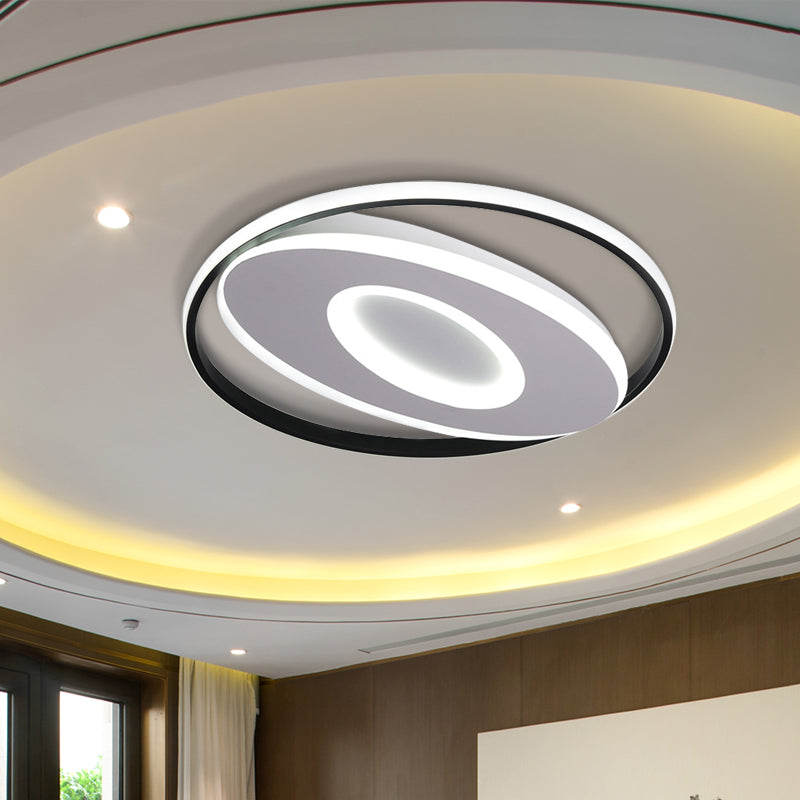 Modern Oval Flush Mount Lights - 16’/19.5’/23.5’ Unique Ceiling Light Fixture In Warm/White Acrylic