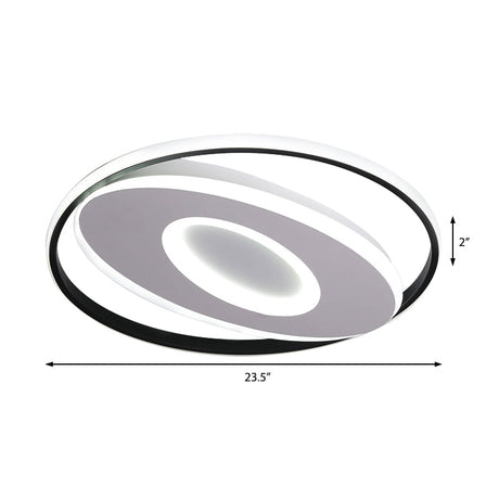 Modern Oval Flush Mount Lights - 16/19.5/23.5 Unique Ceiling Light Fixture In Warm/White Acrylic