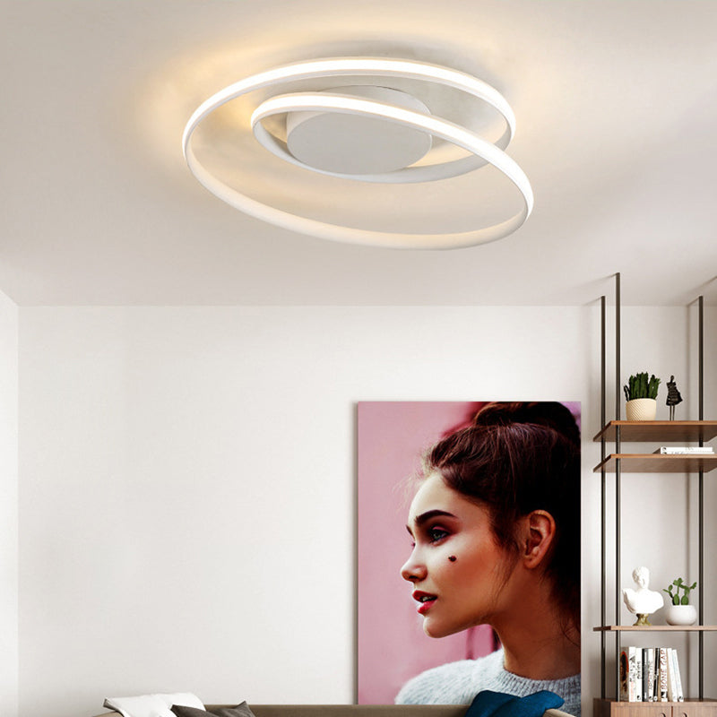 Modern Circle Ceiling Lights - White/Black Flush Mount Fixtures Indoor Lighting (18’/23.5’)