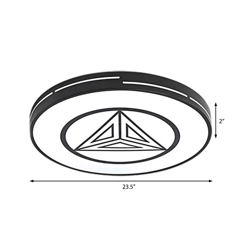Modern Triangle Acrylic Round Flush Mount Ceiling Light - Black & White