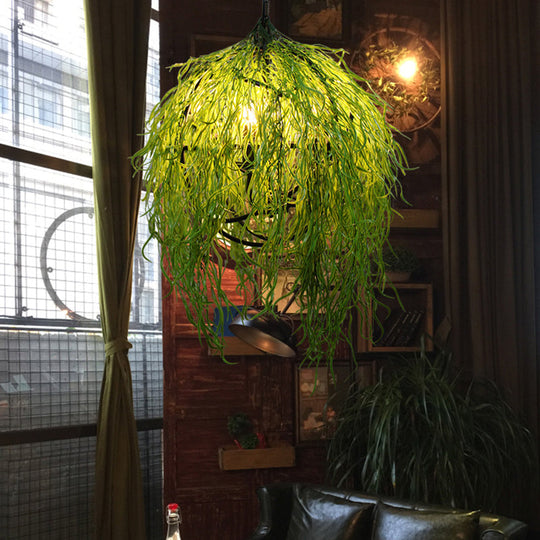 Green Industrial Pendant Light Fixture: 3/4 Bulbs 18’/21.5’ Wide Metal Led Hanging Lamp Kit For