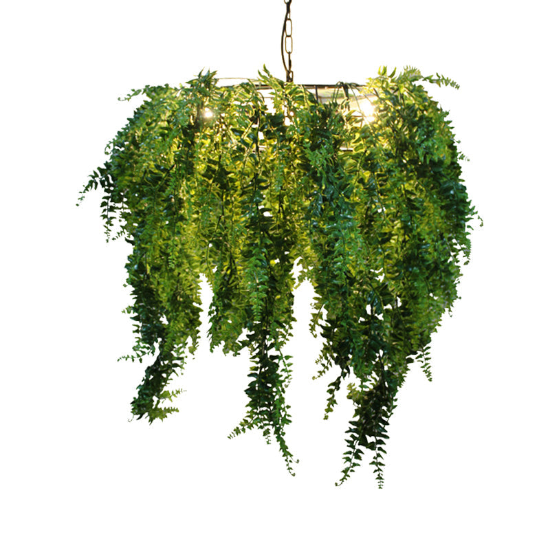 Industrial Metal Plant Led Chandelier With 3 Heads - Green Pendant Lighting For Restaurants