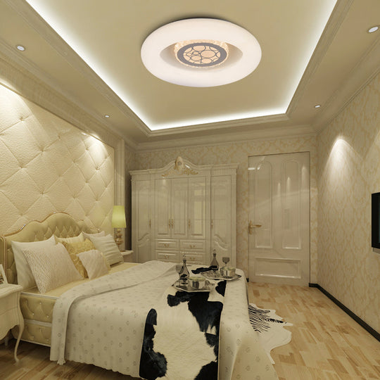 Modern White Circle Flush Mount Light - Unique Acrylic Ceiling Fixture For Bedroom /