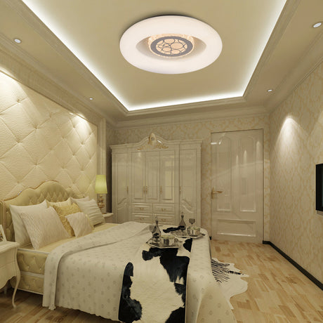Modern White Circle Flush Mount Light - Unique Acrylic Ceiling Fixture For Bedroom /