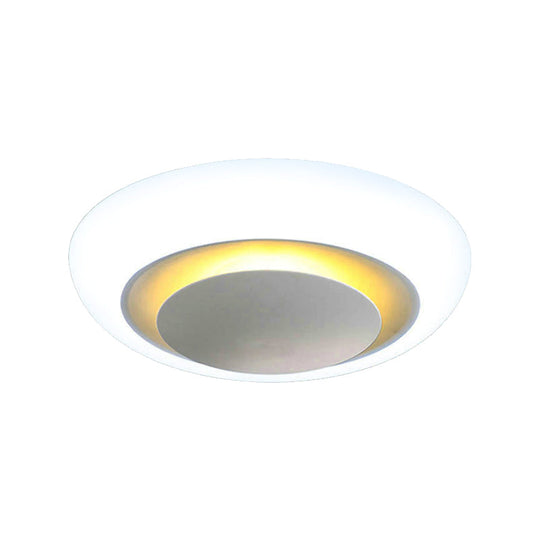 Unique Round Modern Ceiling Light - 16.5’/20.5’/24.5’ Warm/White Flush Mount Fixture (White)