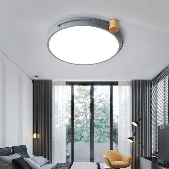 Iron Flush Mount Led Light Fixture In Grey - Simple Circular Design Multiple Size Options For Living