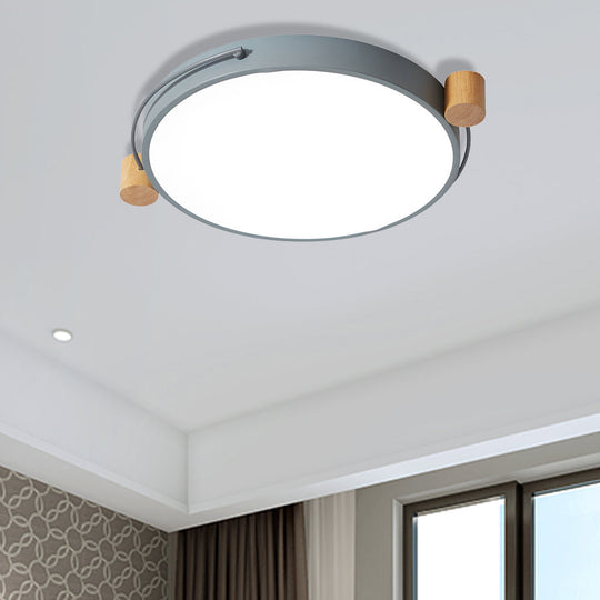 Iron Flush Mount Led Light Fixture In Grey - Simple Circular Design Multiple Size Options For Living