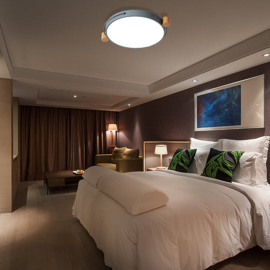 Iron Flush Mount Led Light Fixture In Grey - Simple Circular Design Multiple Size Options For