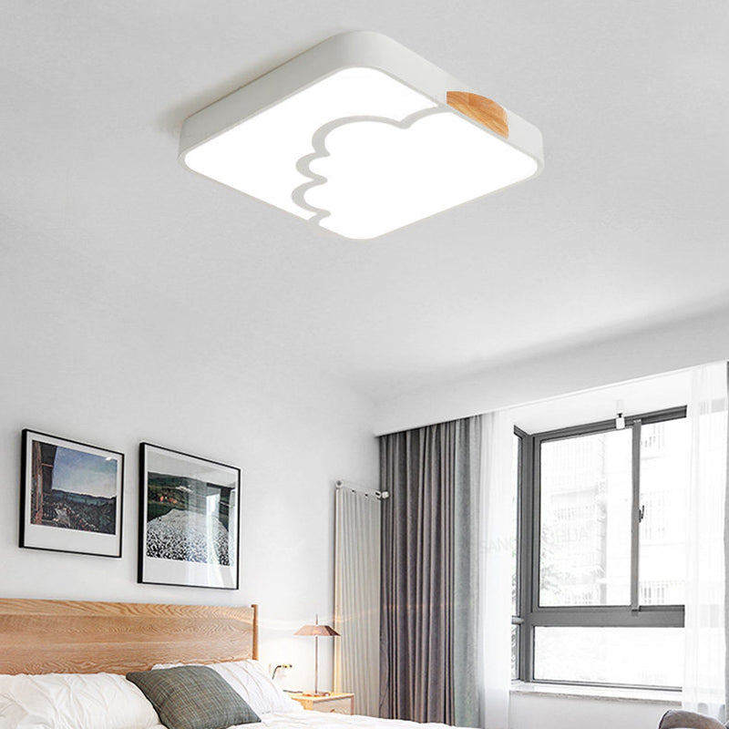 Modern Acrylic Led Flush Mount Light With Cloud Pattern For Bedroom White