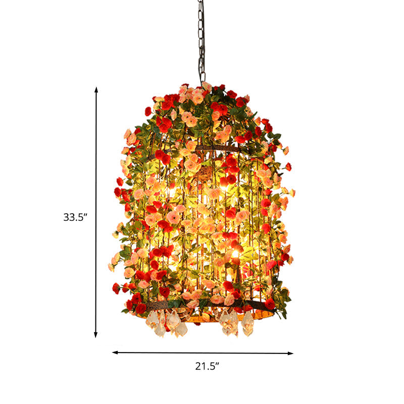 Rustic Led Birdcage Chandelier With Crystal Accent And 8 Bulbs