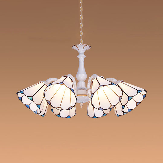 Tiffany Cone Pendant Chandelier With Adjustable Chain - Available In 3/5/6/8 Lights For Living Room