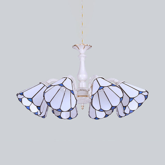 Tiffany Cone Pendant Chandelier With Adjustable Chain - Available In 3/5/6/8 Lights For Living Room