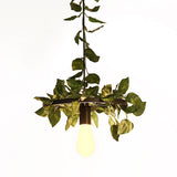 Industrial Metal Pendant Light With Green Plant Led - Perfect For Restaurants