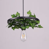 Industrial Metal Plant Led Pendant Lamp For Restaurants - Green Hanging Ceiling Light