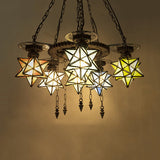 Rustic Stained Glass Pendant Chandelier With Gear Design - 6/9 Lights For Restaurant 6 / Rust