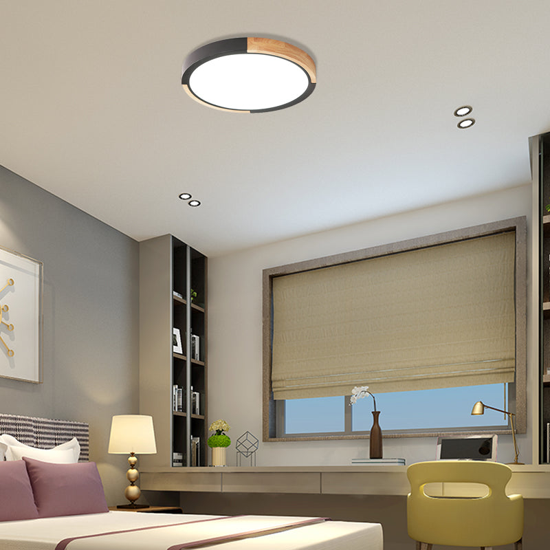 Nordic Style Led Ceiling Flush Mount Lighting With Acrylic Shade Black / White