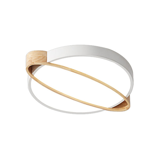 Nordic Acrylic Ceiling Mount Lamp With Led Flushmount Lighting In White/Green/Grey Oval Wood Insert