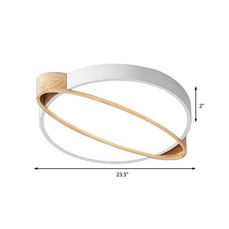 Nordic Acrylic Ceiling Mount Lamp With Led Flushmount Lighting In White/Green/Grey Oval Wood Insert