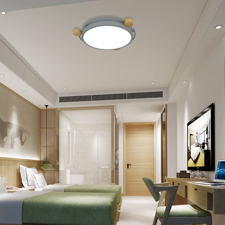 Nordic Orbital Led Ceiling Fixture - 16/19.5/23.5 Wide Flush Mount Lamp In Green/Grey/White-Wood