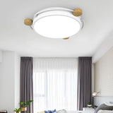 Nordic Orbital Led Ceiling Fixture - 16/19.5/23.5 Wide Flush Mount Lamp In Green/Grey/White-Wood