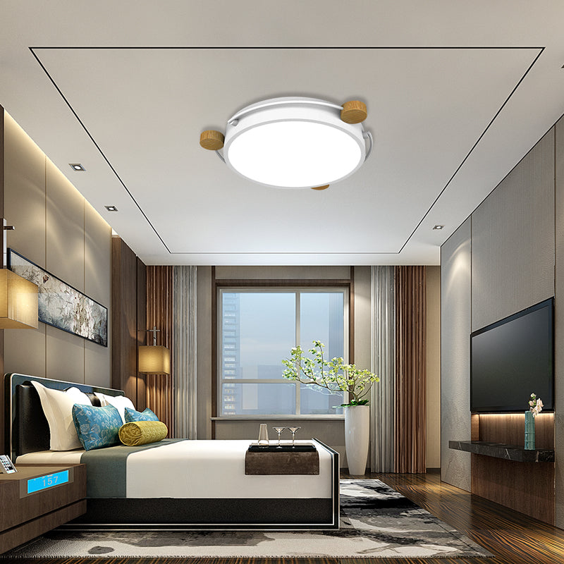 Nordic Orbital Led Ceiling Fixture - 16/19.5/23.5 Wide Flush Mount Lamp In Green/Grey/White-Wood