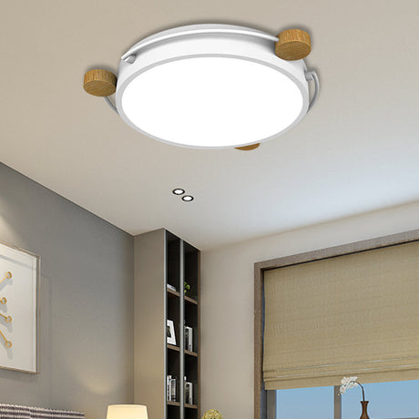 Nordic Orbital Led Ceiling Fixture - 16/19.5/23.5 Wide Flush Mount Lamp In Green/Grey/White-Wood