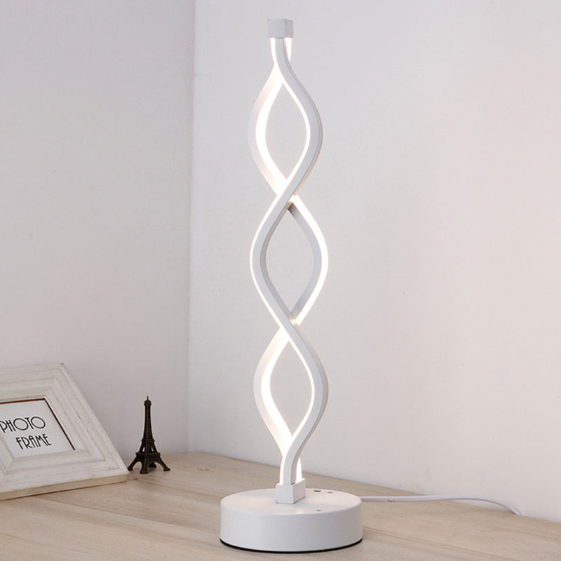Minimalist Led Bedside Lamp With Spiral Acrylic Shade - Warm/White Light