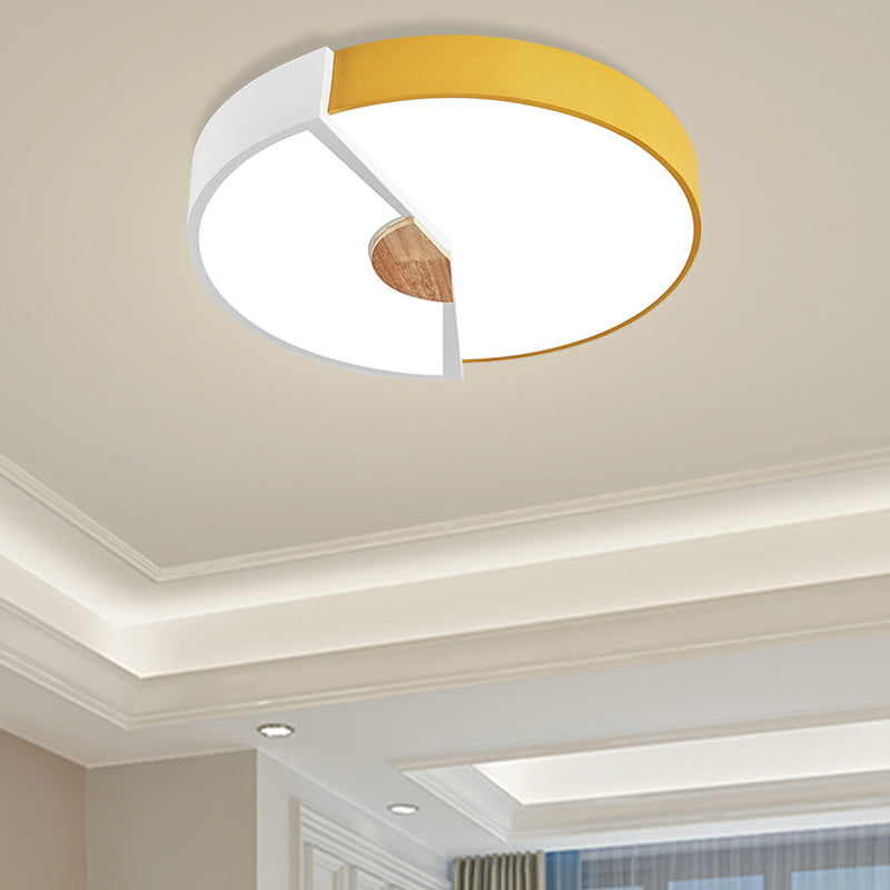 Modern Metal Flush Light With Integrated Led Bulb Black/Pink/Yellow Ceiling Mounted Lamp Multiple
