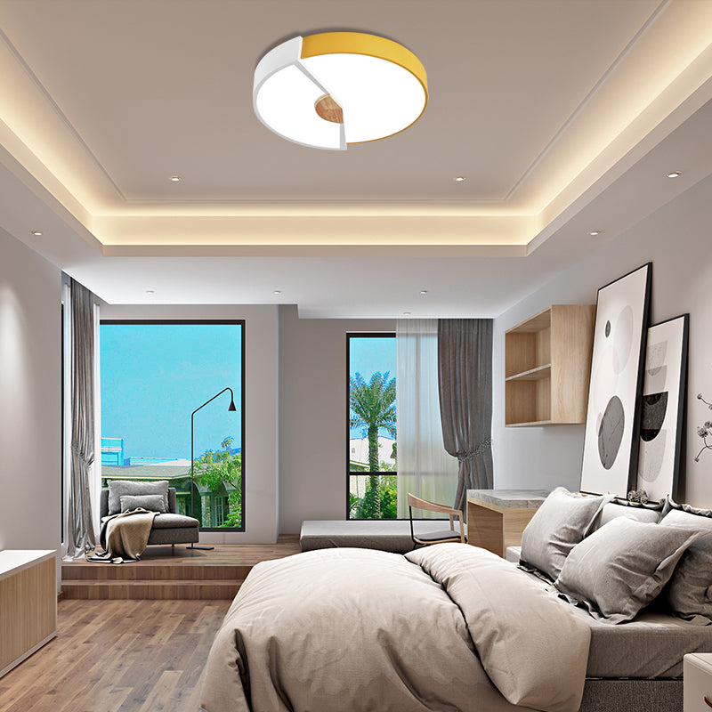 Modern Metal Flush Light With Integrated Led Bulb Black/Pink/Yellow Ceiling Mounted Lamp Multiple