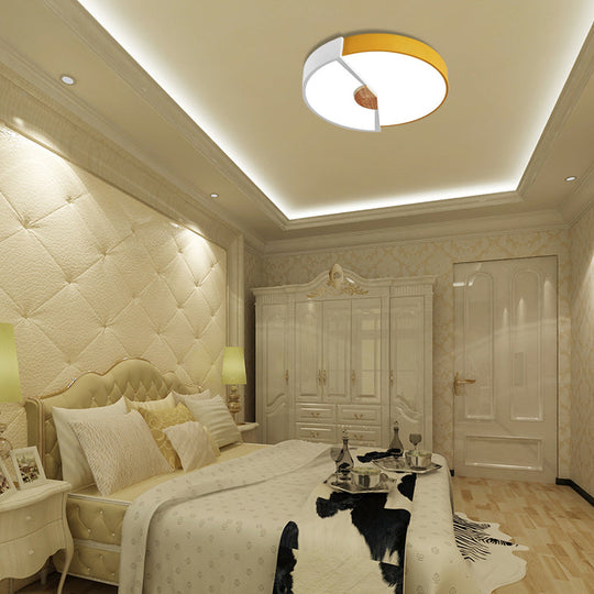 Modern Metal Flush Light With Integrated Led Bulb Black/Pink/Yellow Ceiling Mounted Lamp Multiple