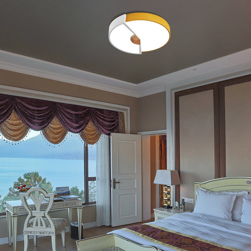 Modern Metal Flush Light With Integrated Led Bulb Black/Pink/Yellow Ceiling Mounted Lamp Multiple