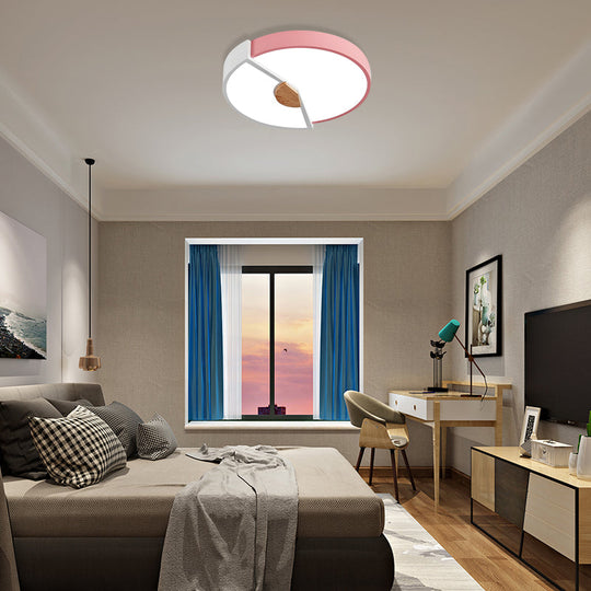 Modern Metal Flush Light With Integrated Led Bulb Black/Pink/Yellow Ceiling Mounted Lamp Multiple