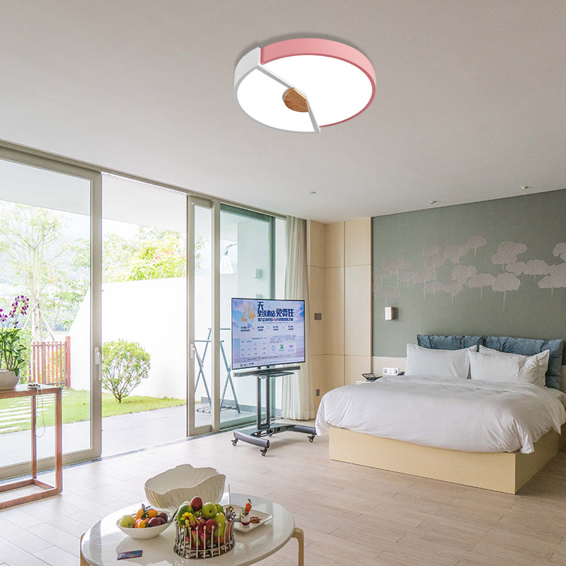 Modern Metal Flush Light With Integrated Led Bulb Black/Pink/Yellow Ceiling Mounted Lamp Multiple