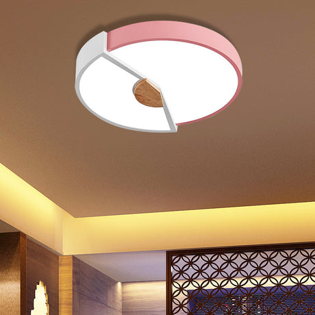 Modern Metal Flush Light With Integrated Led Bulb Black/Pink/Yellow Ceiling Mounted Lamp Multiple