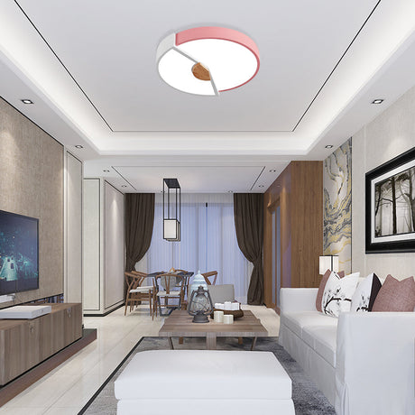 Modern Metal Flush Light With Integrated Led Bulb Black/Pink/Yellow Ceiling Mounted Lamp Multiple