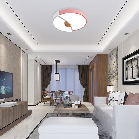 Modern Metal Flush Light With Integrated Led Bulb Black/Pink/Yellow Ceiling Mounted Lamp Multiple