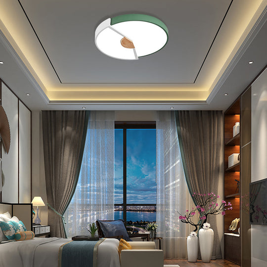 Modern Metal Flush Light With Integrated Led Bulb Black/Pink/Yellow Ceiling Mounted Lamp Multiple