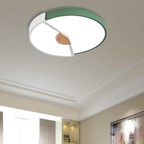 Modern Metal Flush Light With Integrated Led Bulb Black/Pink/Yellow Ceiling Mounted Lamp Multiple